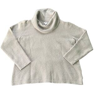 J. Jill Cowl Neck Knit Pullover Sweater Grey Taupe Women’s Large Cozy Soft